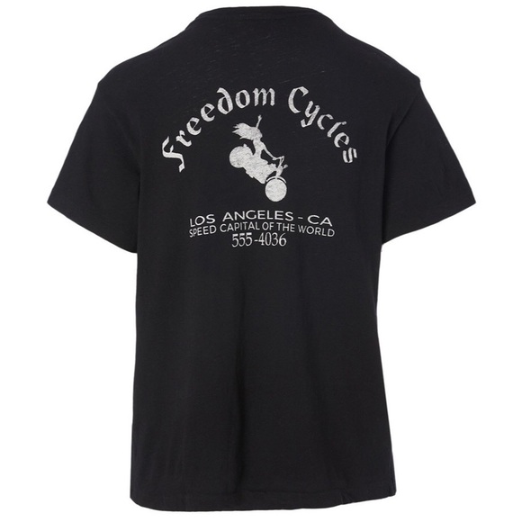 ❌SOLD❌ NWOT Re/Done Freedom Cycles T-Shirt in Washed Black - Picture 2 of 5